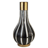 16" Gold and Black Striped Bud Polyresin Table Vase