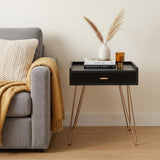 24" Gold And Black End Table With Drawer
