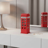 12" Red And White Faux Leather Telephone Booth Jewelry Box