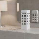 12" White Faux Leather Telephone Booth Jewelry Box