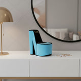 9" Turquoise Black And Gold Velvet High Heel Jewelry Box