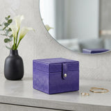 4" Azure Faux Leather Five Section Jewelry Box Travel Case With Mirror