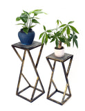 Set of Two Black And Gold Metal Garden Accents Accessories