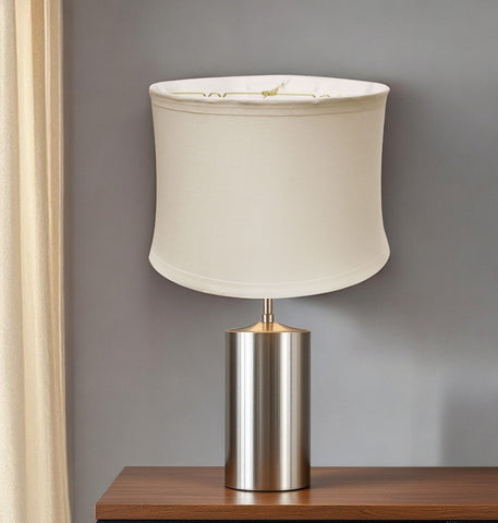 15" Snow Drum Trimmed Linen Lampshade