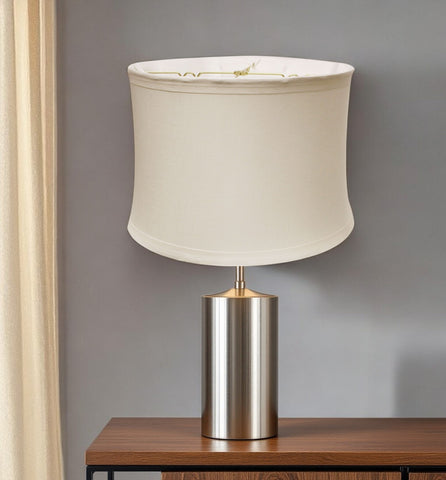 17" Snow Drum Trimmed Linen Lampshade