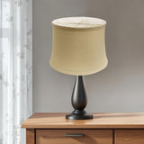 17" Rosewood Drum Trimmed Linen Lampshade