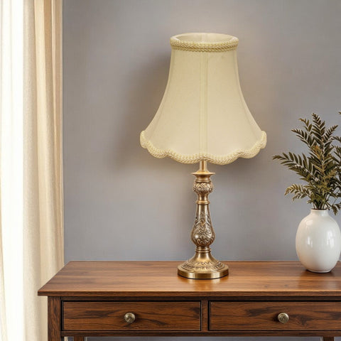 14" Ivory Slanted Scallop Bell Monay Shantung Lampshade