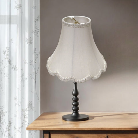 18" White Slanted Scallop Bell Monay Shantung Lampshade