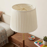 16" White Linen Lampshade with Side Pleats
