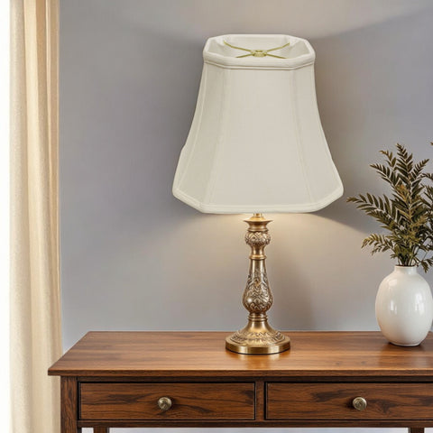 16" White Slanted Square Bell Monay Shantung Lampshade