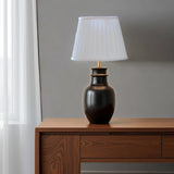 14" Cream Oval Smocked Pleat Shantung Lampshade