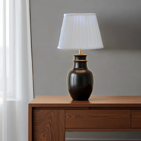 14" Cream Oval Smocked Pleat Shantung Lampshade