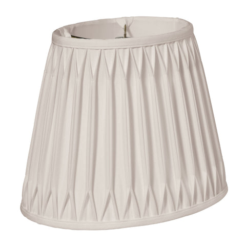 16" Cream Oval Smocked Pleat Shantung Lampshade