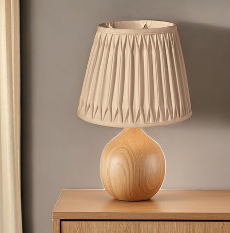 16" Vintage Gold Oval Smocked Pleat Shantung Lampshade