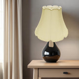 18" Antique White Empire Slanted Cylinder Scroll Edge Silk Lampshade