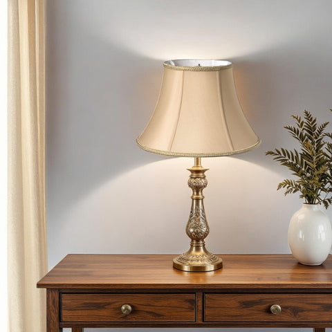 14" Vintage Gold Slanted Bell Shantung Lampshade