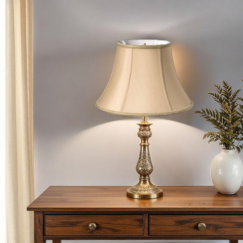 16" Vintage Gold Slanted Bell Shantung Lampshade