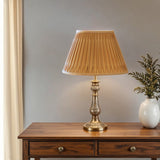 16" Vintage Gold Slanted Bell Smocked Shantung Lampshade