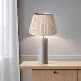 14" Pale Grey Slanted Pleated Tafetta Lampshade