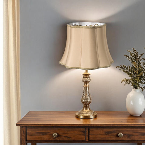 16" Vintage Gold Melon Scallop Shantung Lampshade