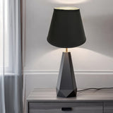 14" Black with White  Empire Deep Slanted Shantung Lampshade