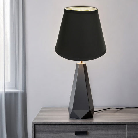 16" Black with White  Empire Deep Slanted Shantung Lampshade