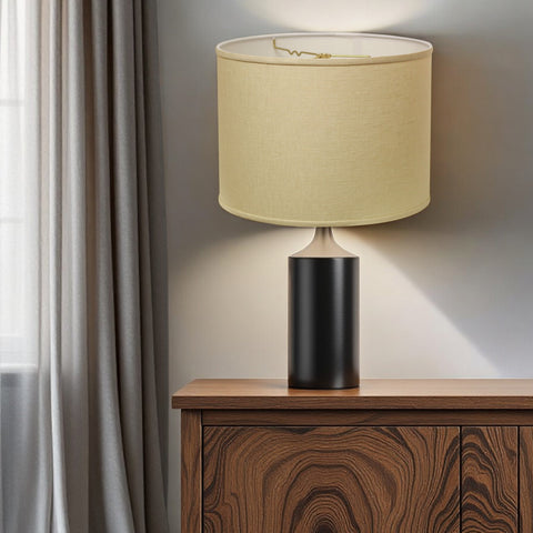 13" Parchment Beige Throwback Drum Linen Lampshade