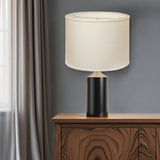 14" White Throwback Drum Linen Lampshade