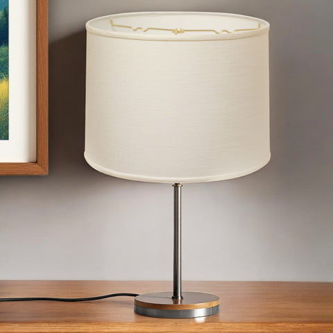 17" White Throwback Drum Linen Lampshade