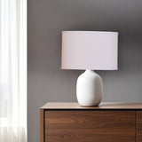 12" White Throwback Oval No Slub Lampshade