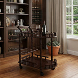 24" Dark Brown Rolling Bar Cart