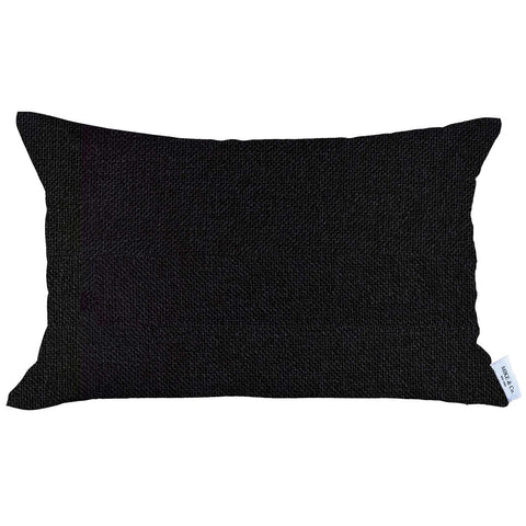 12" X 20" Black Lumbar Throw Pillow Cover