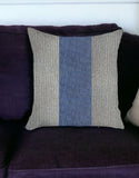 18" X 18" Grey And Blue Geometric Zippered Handmade Polyester Throw Pillow Cover