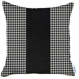 18" X 18" White And Black Houndstooth Zippered Handmade Polyester Throw Pillow Cover