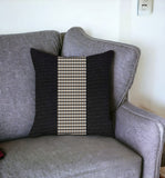 18" X 18" Black And Brown Houndstooth Zippered Handmade Polyester Throw Pillow Cover
