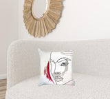 18" X 18" Black And Red Abstract Zippered Handmade Polyester Throw Pillow Cover