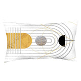 12" X 20" Black And Yellow Abstract Zippered Handmade Polyester Lumbar Pillow Cover