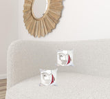 Set Of Two 18" X 18" Gray Black White And Red Abstract Zippered Handmade Polyester Throw Pillow