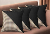 Set of Four 18" Brown Black and White Houndstooth Fabric Throw Pillows