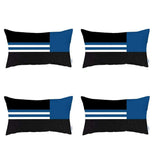 Set Of Four 20" X 12" Blue Striped Zippered Handmade Polyester Lumbar Pillow
