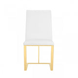 White and Gold Upholstered Faux Leather Dining Side Chair