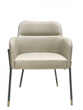 Gray and Black Upholstered Faux Leather Slat Back Dining Arm Chair