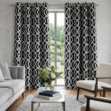84" Jet Black Trellis Black Out Window Curtain Panel