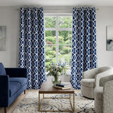 84" Navy Blue Trellis Black Out Window Curtain Panel