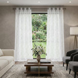 84” White Trellis Pattern Embroidered Window Curtain Panel