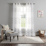 Set of Two 84"  White Wave Embroidered Window Panels