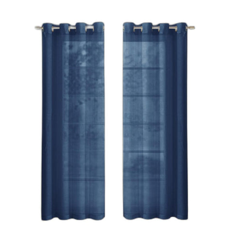 Set of Two 84"  Blue Solid Modern Window Panels