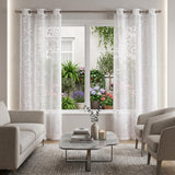 Set of Two 84"  White Floral Embroidered Window Panels