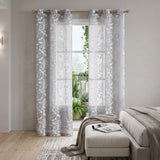 Set of Two 96"  Silver Floral Embroidered Window Panels