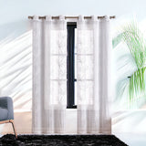 Set of Two 96.00" White Semi-Sheer Curtains